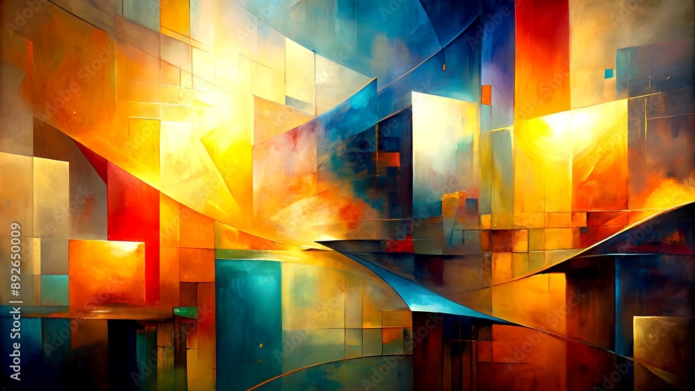 Poster abstract geometric: exploring the harmony of shape and form generative ai deep art