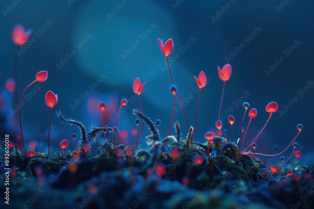 Sticker red flowers on moss by james mccormick