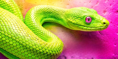 Fototapeta premium The green snake is the symbol of 2025. 