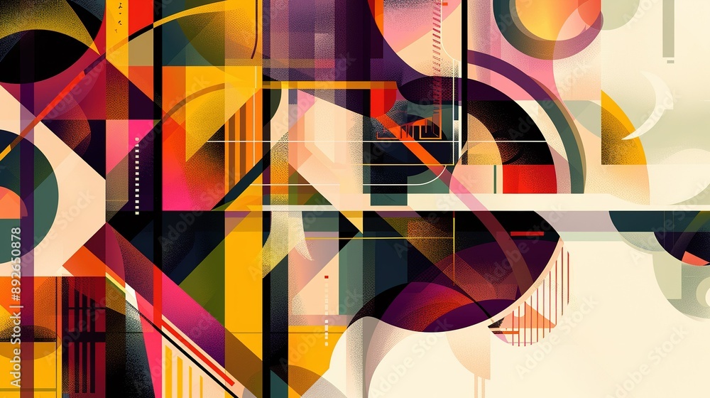 Poster abstract geometric pattern with vibrant colors and overlapping shapes