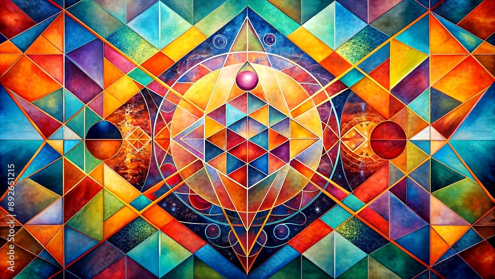 Poster geometric abstraction: exploring the beauty of order and symmetry generative ai digital art generati