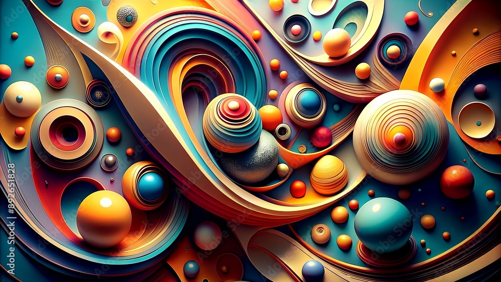 Aufkleber the dance of shapes: an abstract exploration of form generative ai-generated design