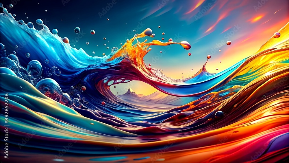 Poster the flow of water: a dynamic abstract expression of water's movement and form generative ai algorith