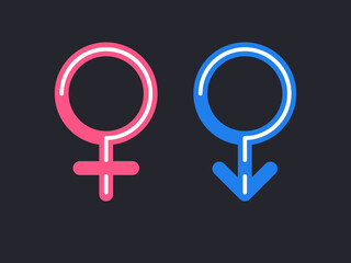 Gender sign with hidden question mark inside. Isolated Vector Illustration
