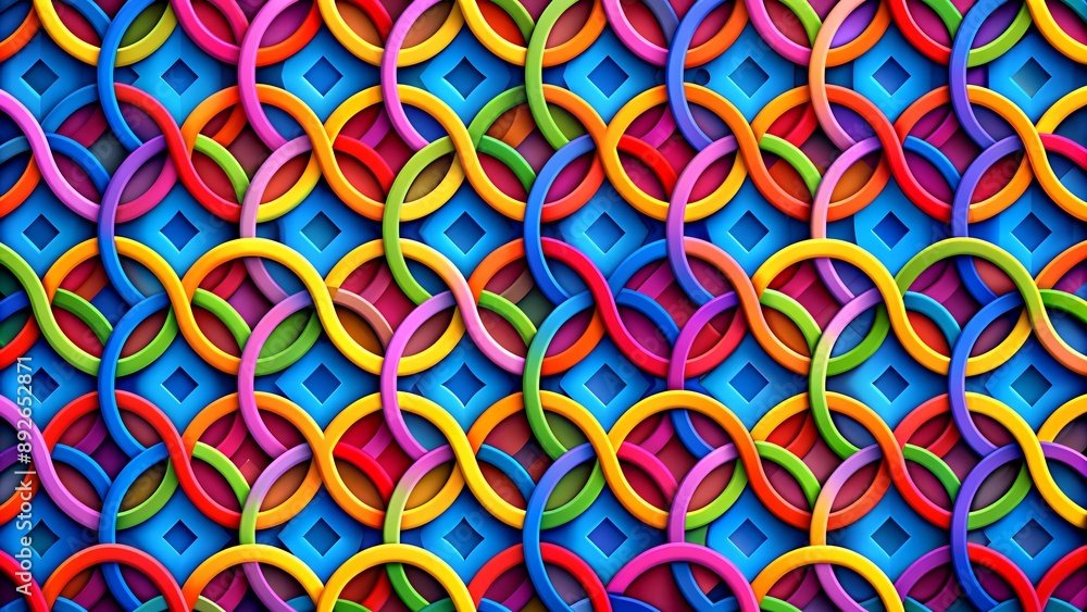 Poster circular symphony: interlocking circles in color generative ai artwork