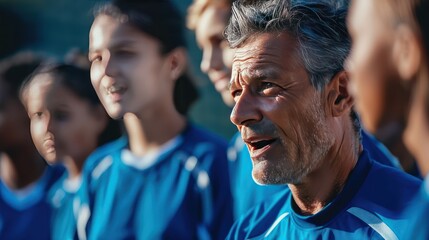 Obraz premium Confident portrait of a coach motivating a team before a game.