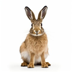 Obraz premium front view of a rabbit on white background