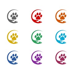 Pet care logo  icon isolated on white background. Set icons colorful