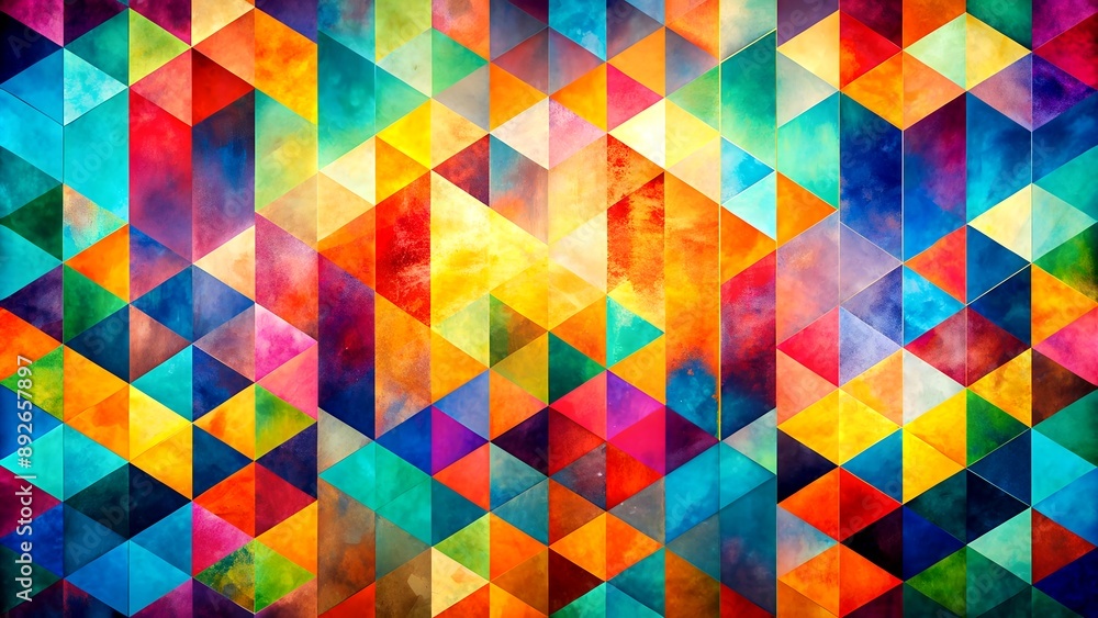 Aufkleber a tapestry of color: a geometric abstract of vibrant hues and patterns generative ai deep art