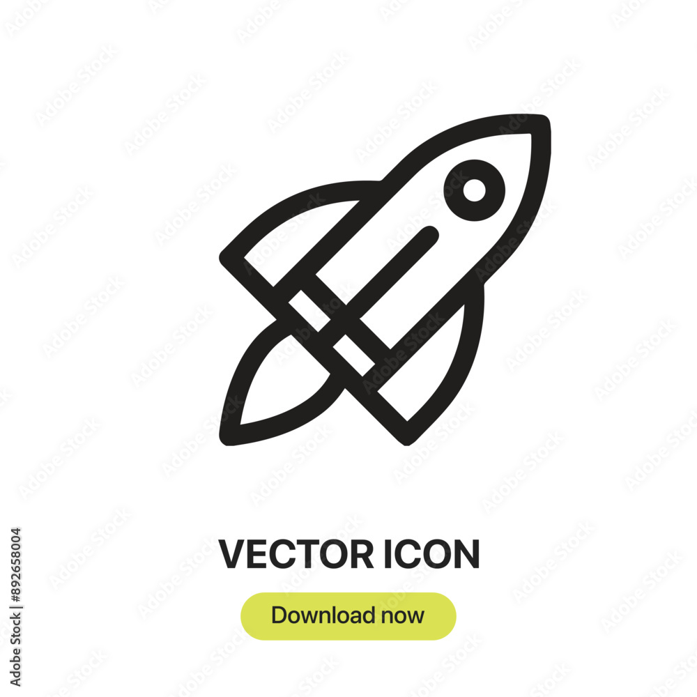 Poster space ship icon vector. linear-style sign for mobile concept and web design. space ship symbol illus