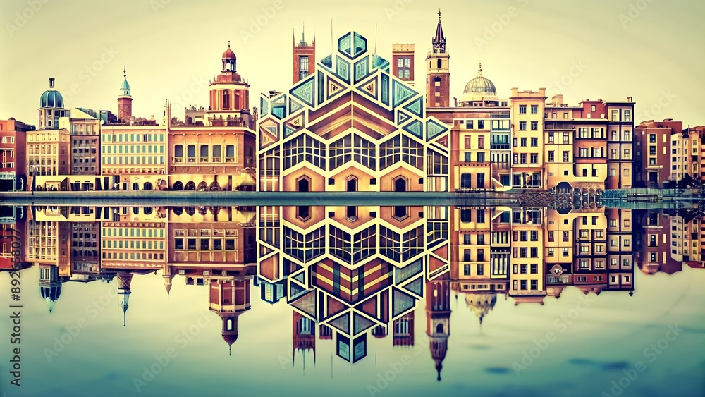 Poster urban geometry: a symphony of shapes and patterns in the cityscape generative ai algorithmically gen