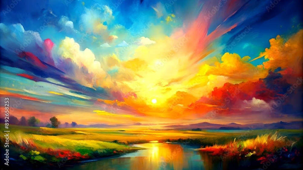 Aufkleber painting with light: an abstract interpretation of landscape generative ai digital creation