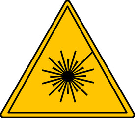 Yellow Laser Hazard Sign. Vector Icon. Danger Warning Sign