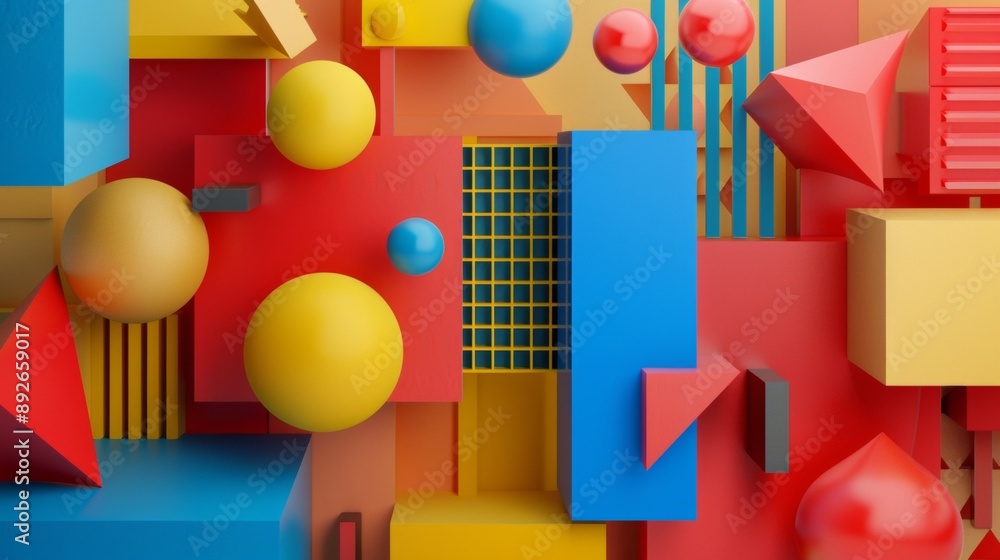 Poster a colorful abstract image with many different shapes and sizes of balls
