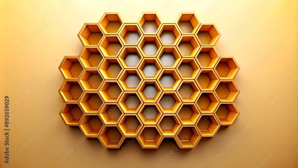 Poster hexagonal harmony: an abstract study of honeycomb structure generative ai-generated design