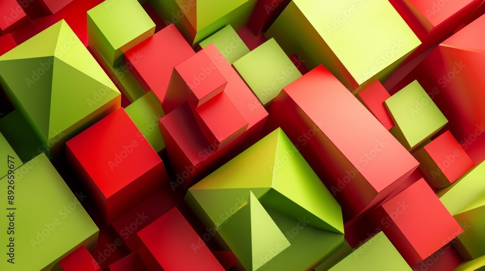 Poster a colorful image of red and green blocks arranged in a pattern