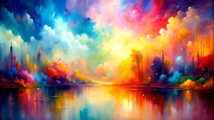 Obraz premium A Canvas Exploding with a Kaleidoscope of Color Generative AI image