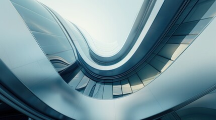 architect office building with 3d futuristic curved glass windows