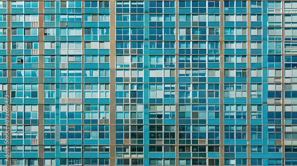 Aufkleber high-angle view of a grid pattern created by windows on a high-rise building.