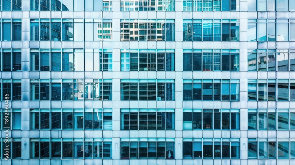 Poster high-angle view of a grid pattern created by windows on a high-rise building.