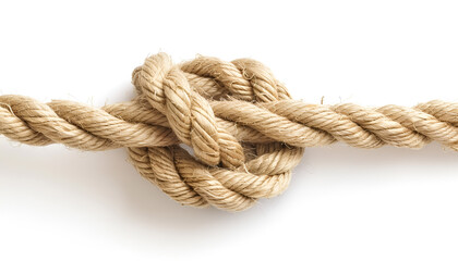 Fototapeta premium Cotton rope with knot on white background