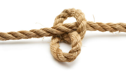 Fototapeta premium Cotton rope with knot on white background