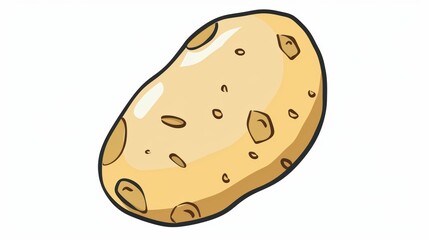 A simple illustration of a potato, with only one in the center of the image, is a symbol of art. Dynamic on a clean white background.