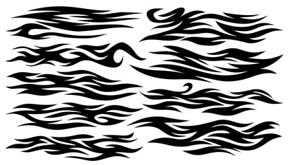 Fototapeta premium tribal fire symbol design. fire flame vector illustration. Flame decal. black fire flame tribal stickers. Tribal fire vinyl stickers for transportation. Burning element with curves for vehicles. 