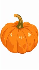 A simple illustration of a pumpkin with only one in the middle of the image is a symbol of art. Dynamic on a clean white background.