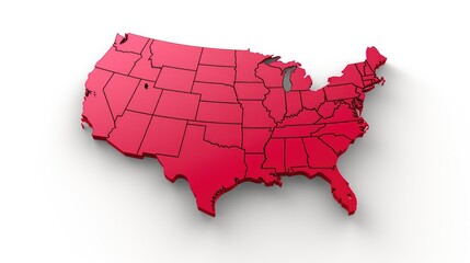 Stylized map of the USA. AI generative.