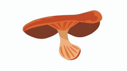 A simple illustration of a reishi mushroom, with only one in the center of the image, is a symbol of art. Dynamic on a clean white background.