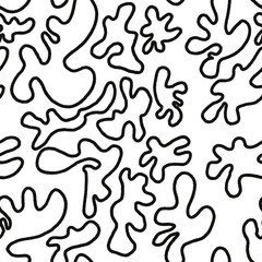 Seamless abstract geometric pattern. Children pattern. Black, white. Illustration. Funny animals. Brush strokes. Design for textile fabrics, wrapping paper, background, wallpaper, cover.