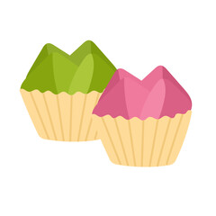 Kue bolu kukus vector illustration, steam cake clip art isolated on white background, kue kukus vector flat icon, kue basah  jajanan pasar tradisional indonesia, indonesian traditional snack, steamed 