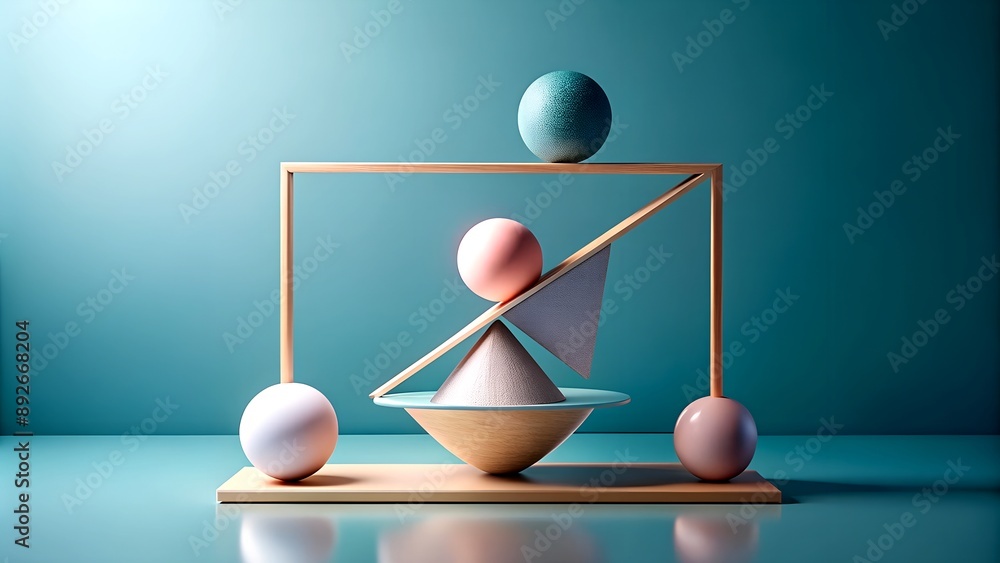 Poster geometric harmony: a precision study of lines and shapes in abstract space generative artificially g