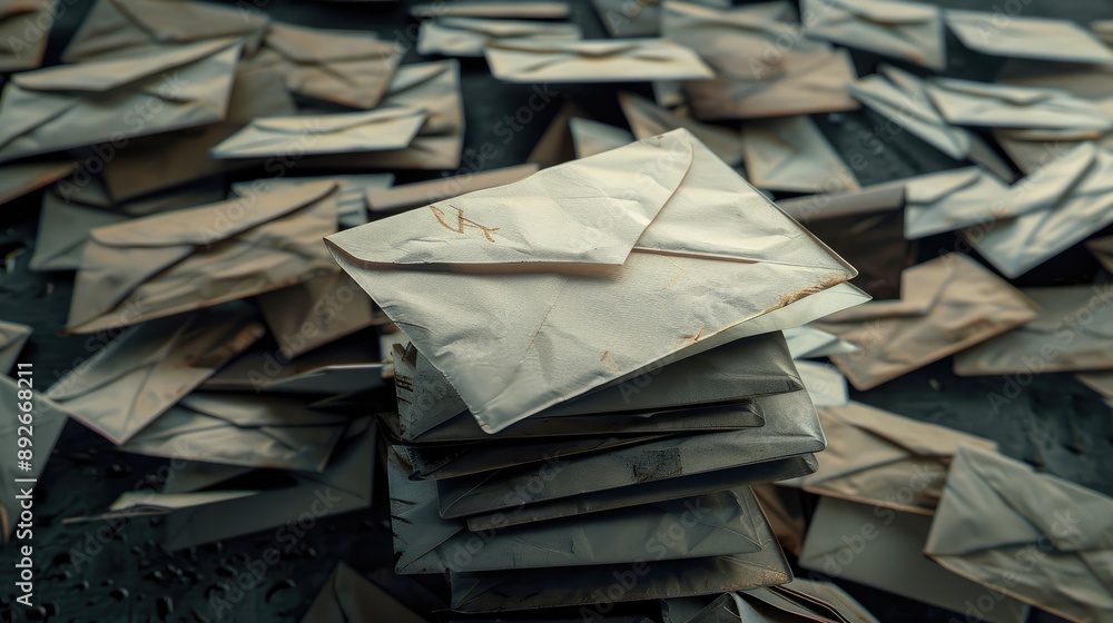 Poster inbox screenshot packed with unknown emails, warning about the dangers of fraudulent messages.