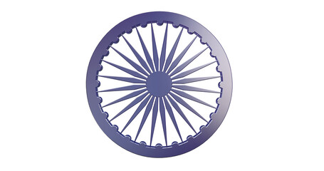 Ashok Chakra in 3D Illustration with Alpha Channel or Transparent 3