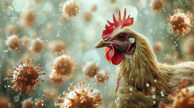 Chicken Surrounded by Viruses
