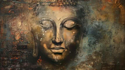 Meditative portrayal of Buddha, radiating inner peace and enlightenment, symbolizing spiritual tranquility.