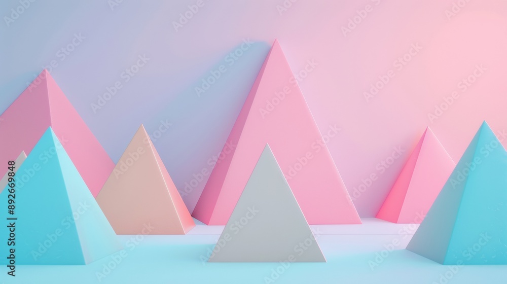 Poster A colorful array of triangles and squares are arranged in a pattern