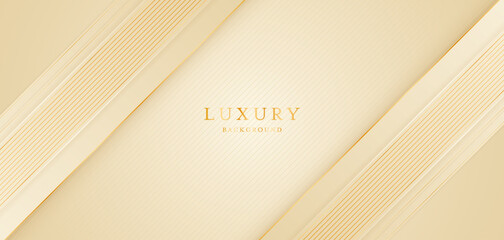 Obraz premium Cream background with elegant golden lines, use for template or cover. Elegant premium cream background. vector illustration 