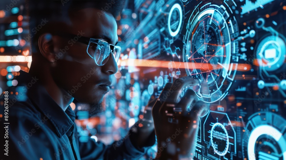 Aufkleber tech worker creating innovative tech solutions with cutting-edge technology.
