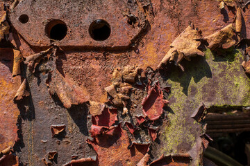 Old rusty railway vehicle parts.