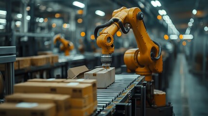 Robotic arm, picking and placing objects, industrial