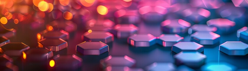 3d background with hexagons, dimensions, close up, focus on, rich colors, Double exposure silhouette with dimensions