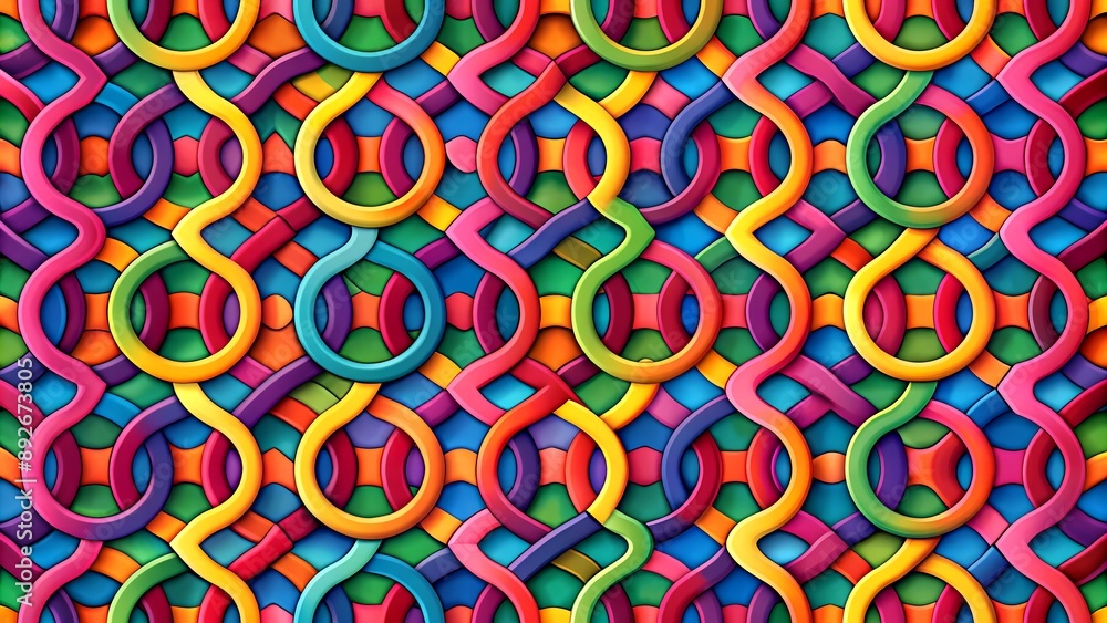 Aufkleber a geometric pattern of interlocking circles in a vibrant color palette generative ai machine-created