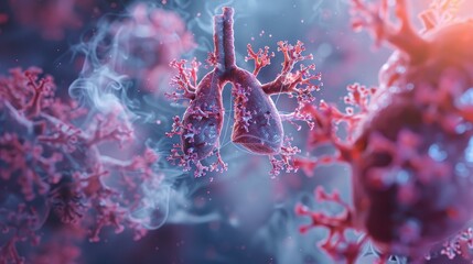 Lungs and Virus 3D Illustration