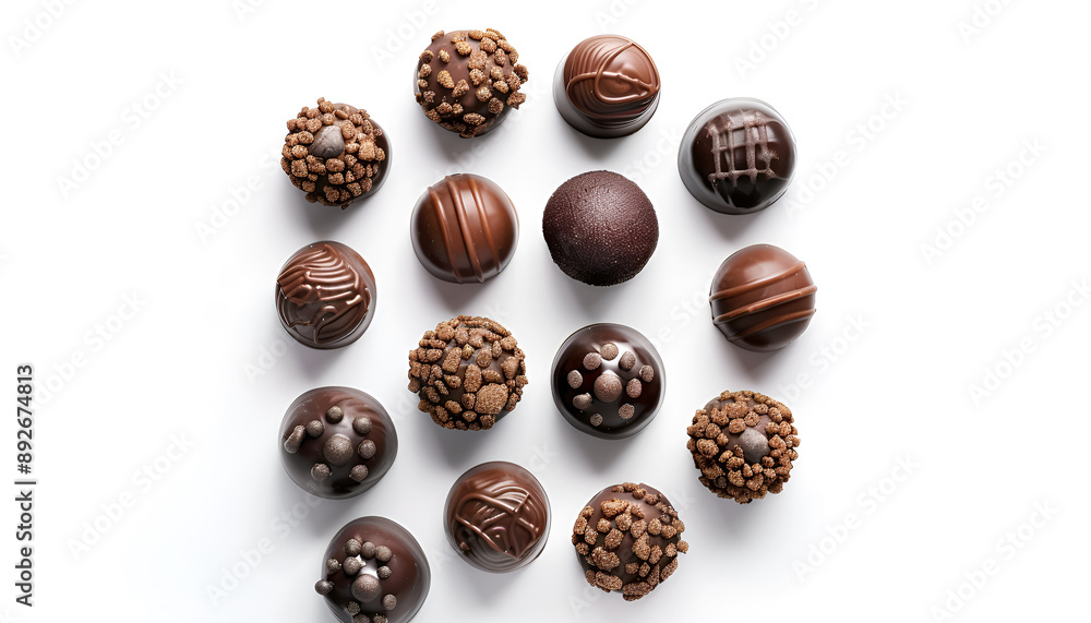 Canvas Prints tasty sweet chocolate candies isolated on white, top view