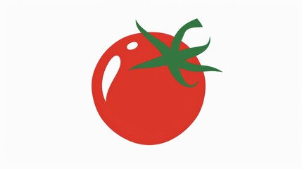 A simple illustration of a tomato, with only one in the middle of the image, is a symbol of art. Dynamic on a clean white background.