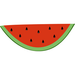 one piece watermelon, sweet ripe fruit vector illustration element, isolated on white background