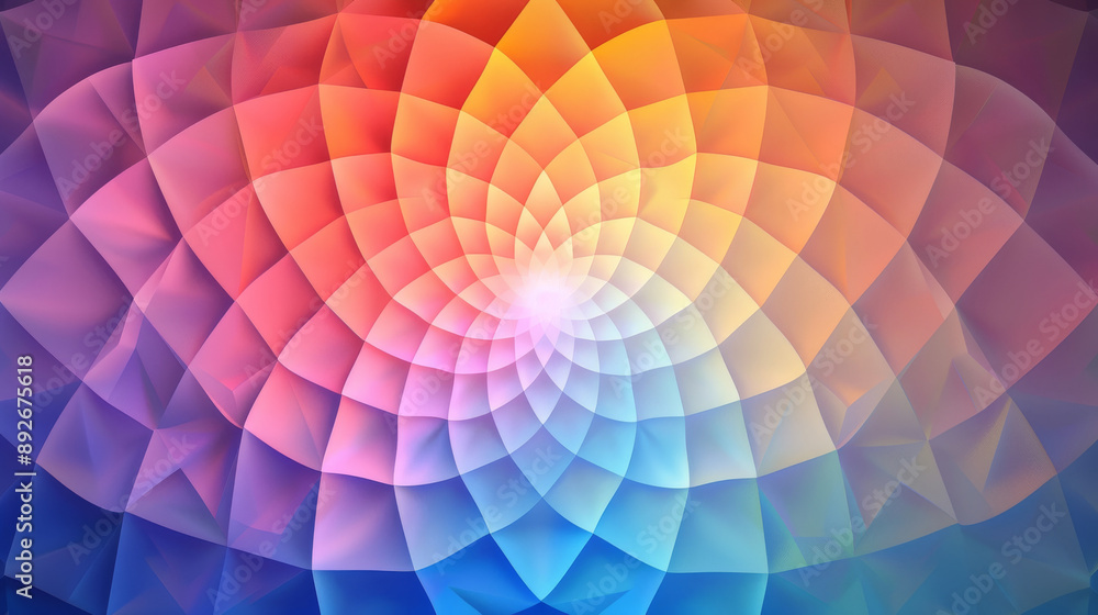 Poster a colorful rainbow color polygonal layer pattern, abstract background